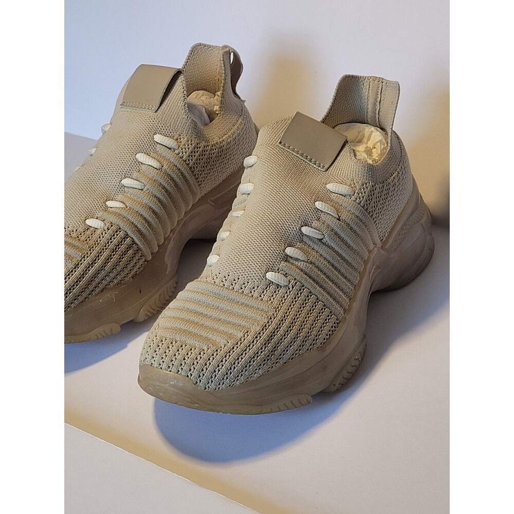 Apolo-T Size 8.5 M Knit Chunky Platform Sneakers Beige lace Slip On Shoe